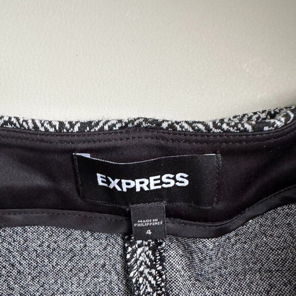 Express Paper Bag Waist Tweed Inspired Business Casual Black White Skort Size 4 - Picture 5 of 6